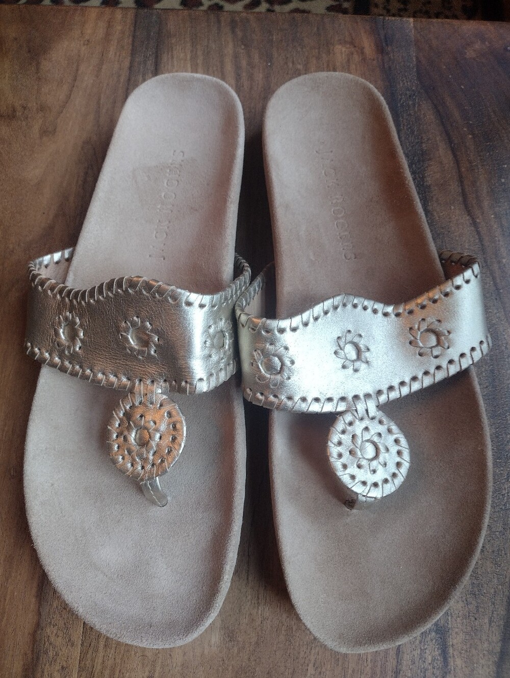 NEW Jack Rogers Gold Leather Comfort Jacks Sandals Size 12